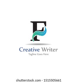 Letter F with feather template design, concept design creative symbol