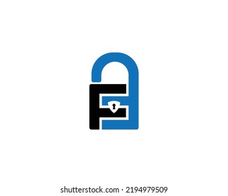 Letter F, FF lock and Security Logo design concept. Creative Protection, lock and Security Vector Illustration on White Background.