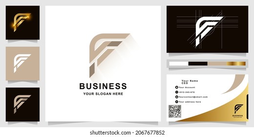 Plantilla de logotipo de monograma de letra f o ff con diseño de tarjeta de visita