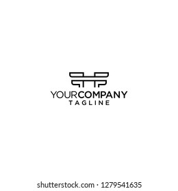 letter F FH initial logo wings vector 