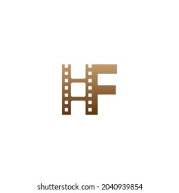 Letter F with film strip icon logo design template illustration