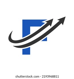 Letter F Financial Logo. Finance and Financial Investment Development Logo Template Concept with Business Growth Arrow