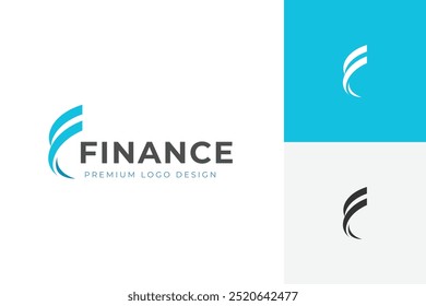 Letter F financial logo icon design with growth progress concept symbol for business growing logo design