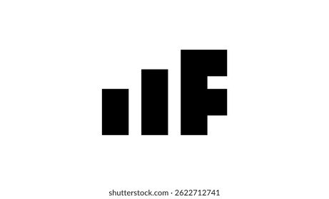 letter F in financial shape, black isolated silhouette