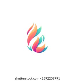 Letter F Fire element logo in modern 3d concept design style