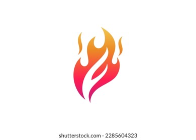 letter f and fire logo design template with orange gradient color