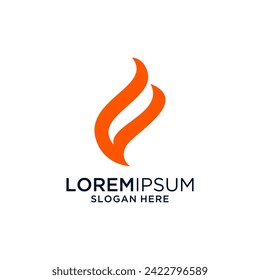 letter f fire logo design graphic template