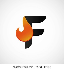 Letter F fire logo template blazing fire black red orange