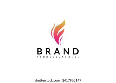 letter F fire vector logo design with modern color gradations