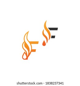 Letter F and fire waves, logo icon concept design template