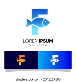 Letter F Fish Logo Design Vector Icon Graphic Emblem Illustration