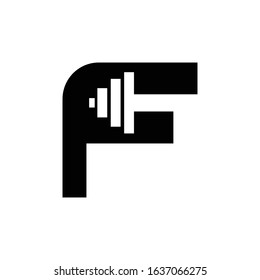 Letter F Fitness Gym Logo Design. Barbel Sports Vector Icon. 