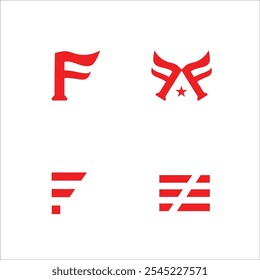 Letra f y combinación de bandera de concepto de diseño de logotipo múltiple en un archivo.