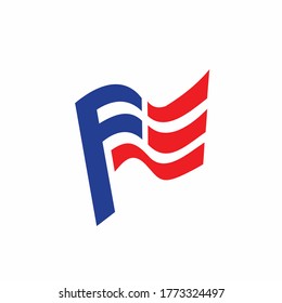 Letter F Flag Logo Design