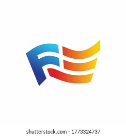 Letter F Flag Logo Design