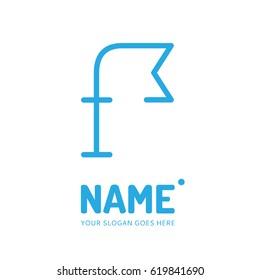 Letter f and flag. Vector concept icon, flat design logotype. Web graphic element.