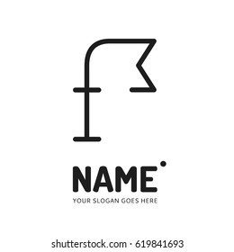 Letter f and flag. Vector concept icon, flat design logotype. Web graphic element.
