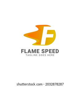 letter F flame speed vector logo design