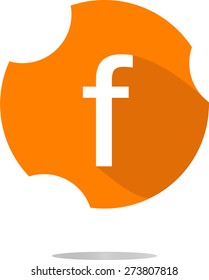 Letter f in a flat  button vector illustration