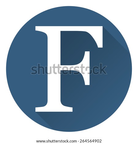 The letter F in a flat on a round blue background vector