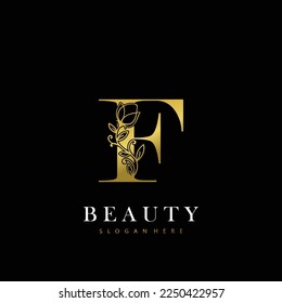 letter F floral logo design. logo for women beauty salon massage cosmetic or spa brand