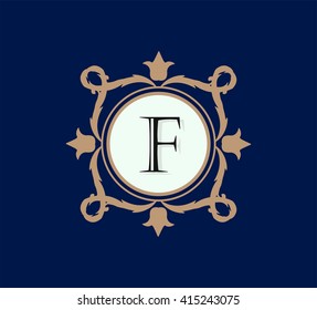 Letter F  Floral monogram.