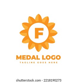 letter F flower medal vector logo design element