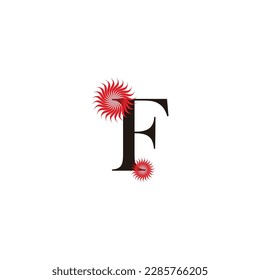 Letter F flowers geometric symbol simple logo vector