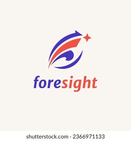 Letter F foresight logo design vector. Eye vision symbol template.