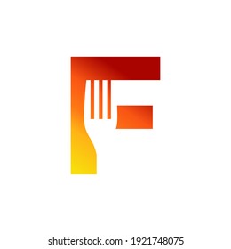 Letter F Fork Logo Design Vecktor Graphic 