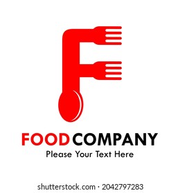 Letter f with fork and spoon logo template illustration
