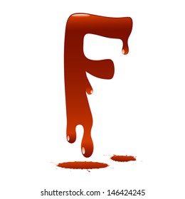 letter F in the form of current liquid paint