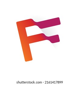 The letter F is in the form of a waving flag. An optical illusion in the form of the letter f with an imitation of a moving flag.
