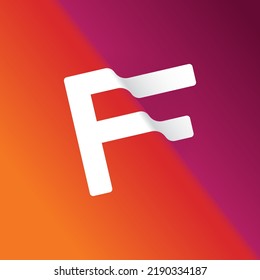 The letter F is in the form of a waving flag on double-color background. An optical illusion in the form of the letter f with an imitation of a moving flag.