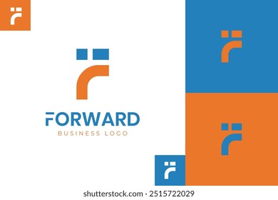 letter F forward logo icon design with pixel and fast symbol for future tech concept brand identity logo template