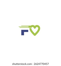 Letter F Forward and Love Logo Vector