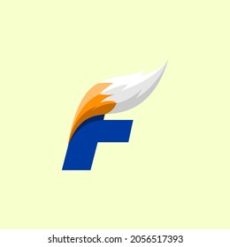 letter f fox tail clean logo  perfect for website logo  startup logo    technology logo 