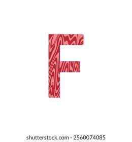 Letter F from fresh raw meat with marble. Vector latin meat alphabet.  Red tenderloin beef meat font for restaurants, butcher shop, farmers market.