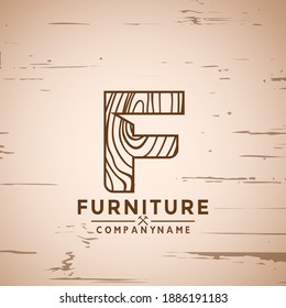 Letter F Furniture logo woodwork, Wooden logo design, Woodworking logo, Logo Designs Vector Illustration Template