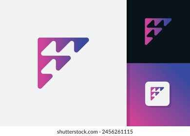 Letter F futuristic logo design vector template