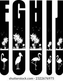 Letter F, G, H, I, J, Summer Kids Alphabet, Monogram, Summer T-Shirts Alphabet, Kids Alphabet, Screen Print T-Shirt, Alphabet with Birds, Summer Alphabets