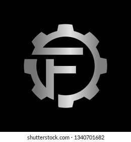 Letter F gear vector template logo. This Design is suitable for technology, industrial or automotive. Gradient. Gray.