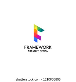 Letter F geometric multicolor logo modern concept