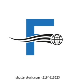 Letter F Global Logo Combined With Global Icon, Earth Sign For Business and Technology Identity Template