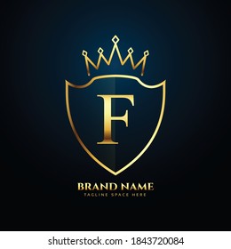 Letter F gold luxury crown logo concept