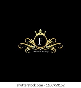 Letter F Gold Queen Luxury Design Logo