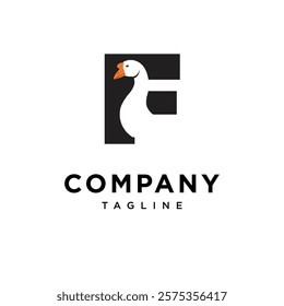 Letter F Goose Logo Icon Vector