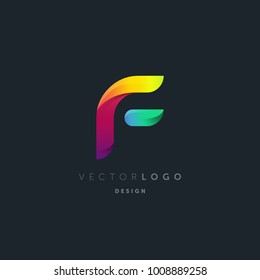 Letter F gradient 3d logo vector, multi colour letter icon template.