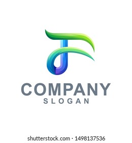 letter F gradient collections logo design
