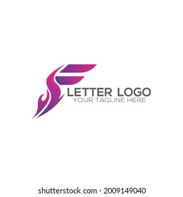 Diseño del logotipo de gradiente de letra F. Diseño de logotipo plano.